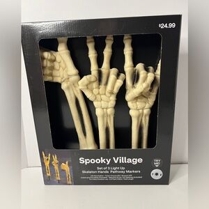 Spooky Village Halloween 3 Battery Operated Skeleton Hands Pathway Markers NIB